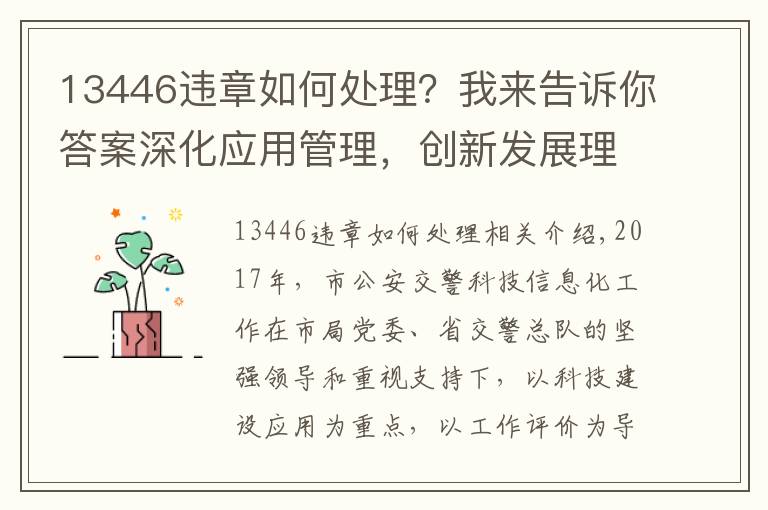 13446違章如何處理？我來告訴你答案深化應用管理，創(chuàng)新發(fā)展理念，大力實施科技強警戰(zhàn)略——2017年安康市公安局交警支隊科技工作成績顯著