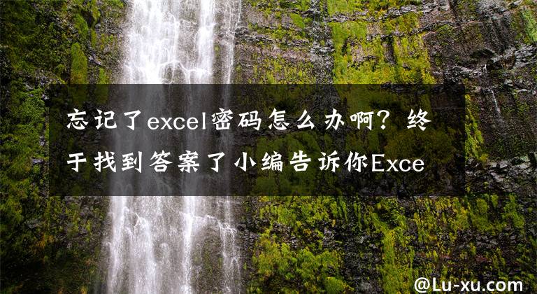 忘記了excel密碼怎么辦??？終于找到答案了小編告訴你Excel忘記密碼怎么打開？Excel破解密碼方法