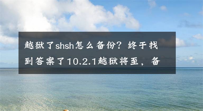 越獄了shsh怎么備份？終于找到答案了10.2.1越獄將至，備份10.2.1/3 SHSH2教程