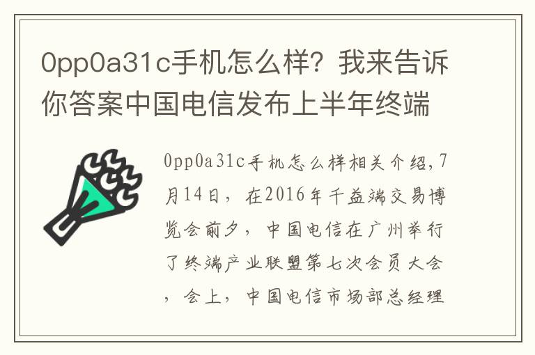 0pp0a31c手機(jī)怎么樣？我來告訴你答案中國電信發(fā)布上半年終端數(shù)據(jù)：OPPO進(jìn)入行業(yè)前三