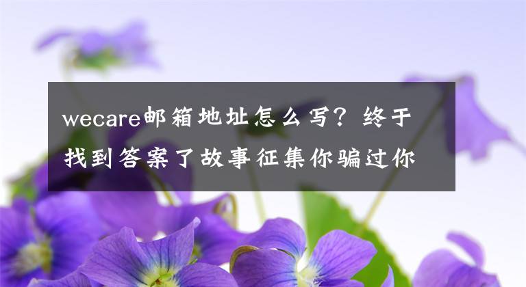 wecare郵箱地址怎么寫？終于找到答案了故事征集你騙過(guò)你家寵物什么咧？