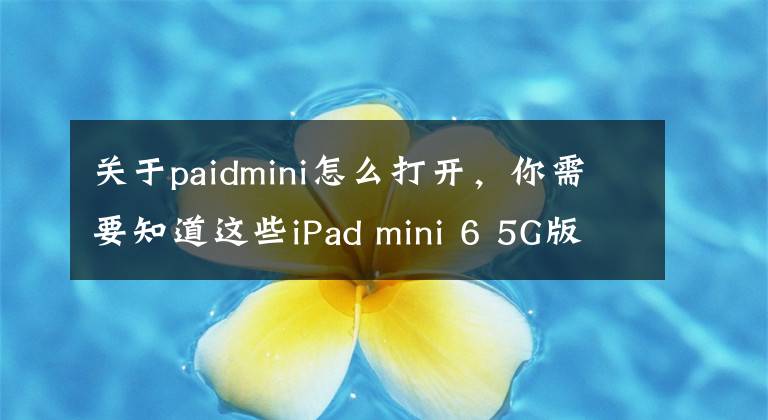 關(guān)于paidmini怎么打開，你需要知道這些iPad mini 6 5G版即將上架出售