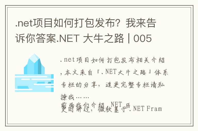 .net項目如何打包發(fā)布？我來告訴你答案.NET 大牛之路 | 005 .NET 的執(zhí)行模型