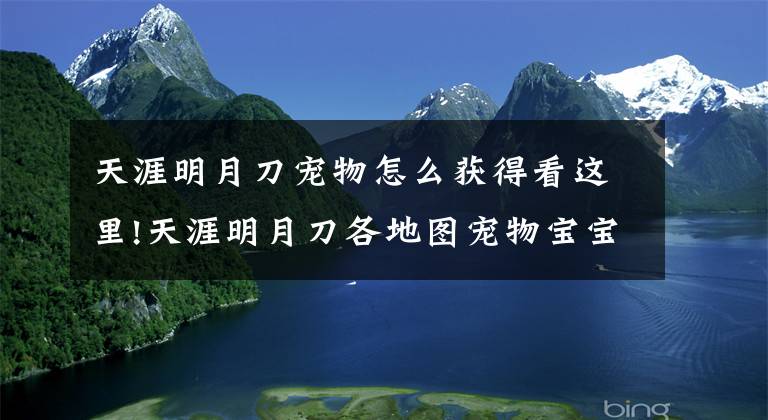 天涯明月刀寵物怎么獲得看這里!天涯明月刀各地圖寵物寶寶捕捉地點大全