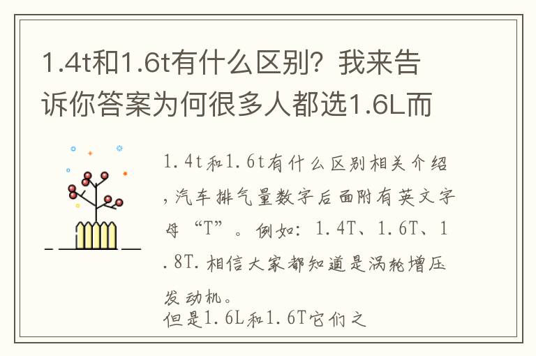 1.4t和1.6t有什么區(qū)別？我來(lái)告訴你答案為何很多人都選1.6L而不選1.6T？