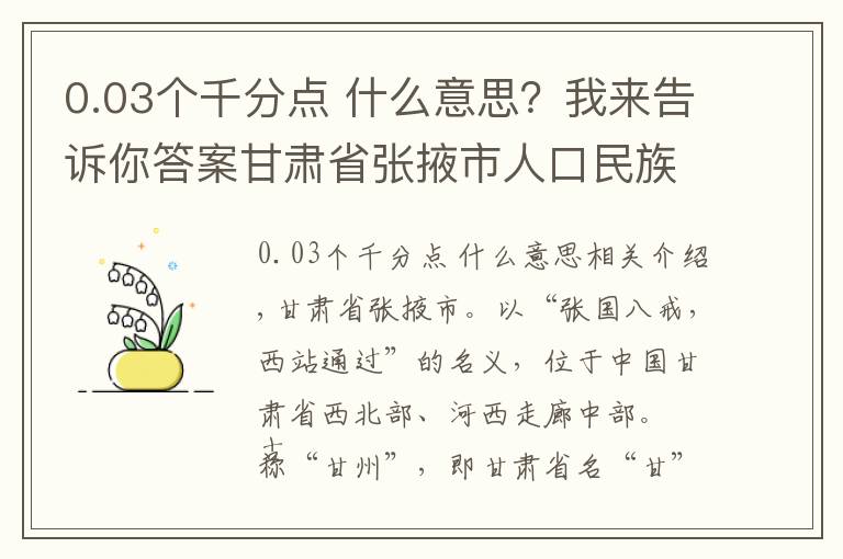 0.03個千分點 什么意思？我來告訴你答案甘肅省張掖市人口民族概況