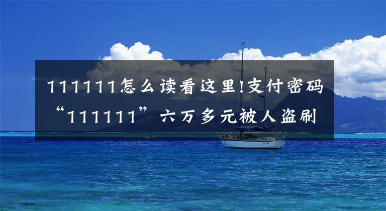 111111怎么讀看這里!支付密碼“111111”六萬多元被人盜刷