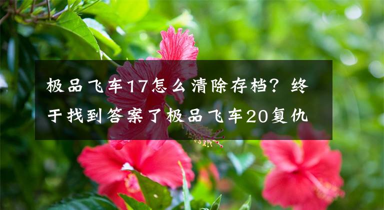 極品飛車17怎么清除存檔？終于找到答案了極品飛車20復仇遺失存檔具體的應對方法講解