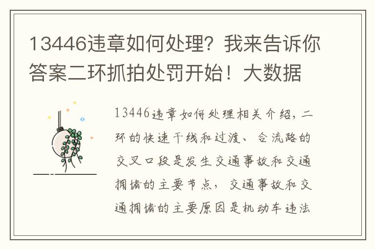 13446違章如何處理？我來告訴你答案二環(huán)抓拍處罰開始！大數(shù)據(jù)顯示，這兩個出入口和這兩個時間段最易違規(guī)！