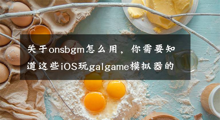 關于onsbgm怎么用，你需要知道這些iOS玩galgame模擬器的詳細說明（越獄，非越獄，ONS）