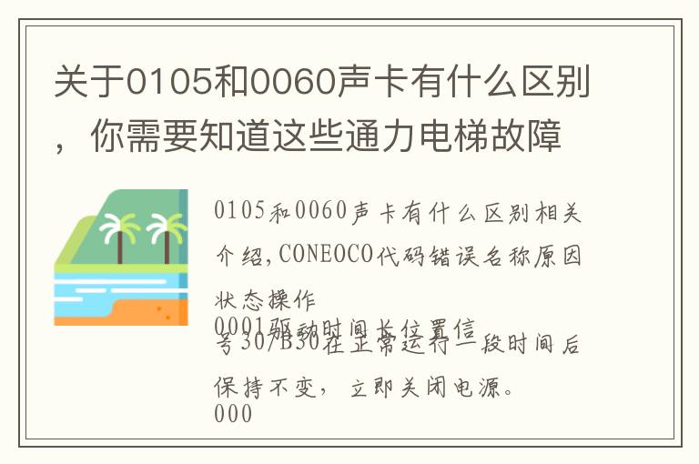 關(guān)于0105和0060聲卡有什么區(qū)別，你需要知道這些通力電梯故障代碼和安全回路板詳解