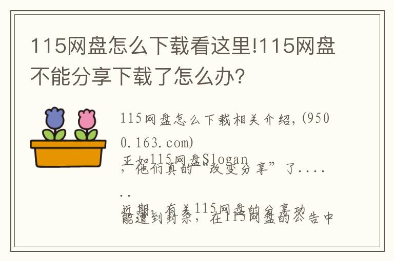 115網(wǎng)盤怎么下載看這里!115網(wǎng)盤不能分享下載了怎么辦？