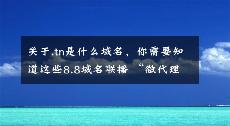 關(guān)于.tn是什么域名，你需要知道這些8.8域名聯(lián)播 “微代理”超行情易主！7月區(qū)塊鏈融資中國(guó)占56.8%