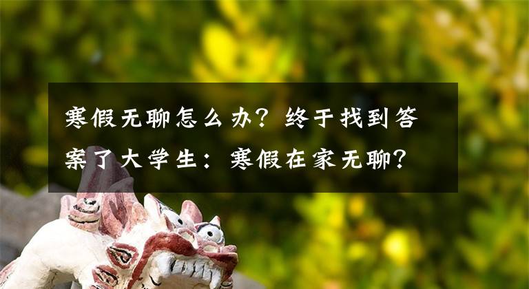 寒假無聊怎么辦？終于找到答案了大學生：寒假在家無聊？做點有意義的事吧