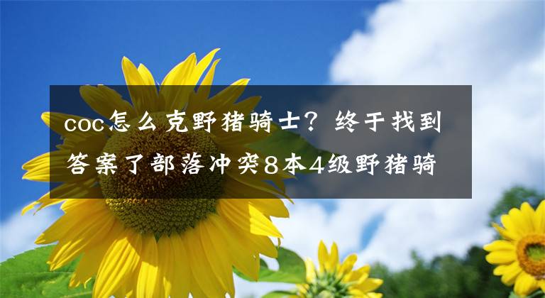 coc怎么克野豬騎士？終于找到答案了部落沖突8本4級(jí)野豬騎士實(shí)戰(zhàn)攻略