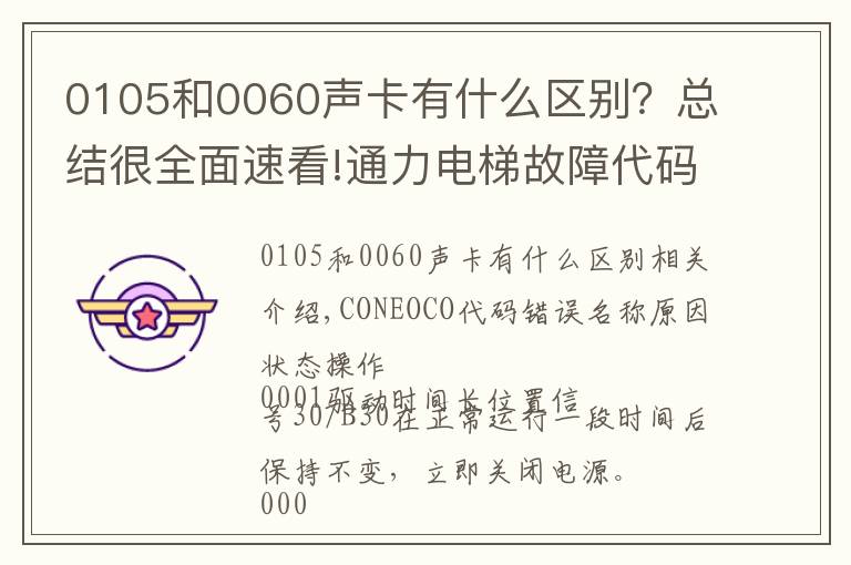 0105和0060聲卡有什么區(qū)別？總結(jié)很全面速看!通力電梯故障代碼和安全回路板詳解