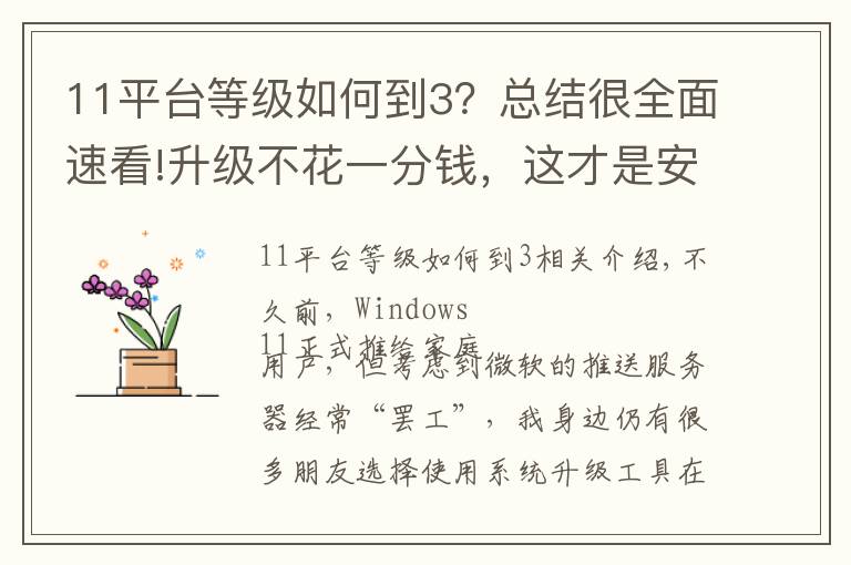 11平臺等級如何到3？總結(jié)很全面速看!升級不花一分錢，這才是安裝windows 11的正確方式