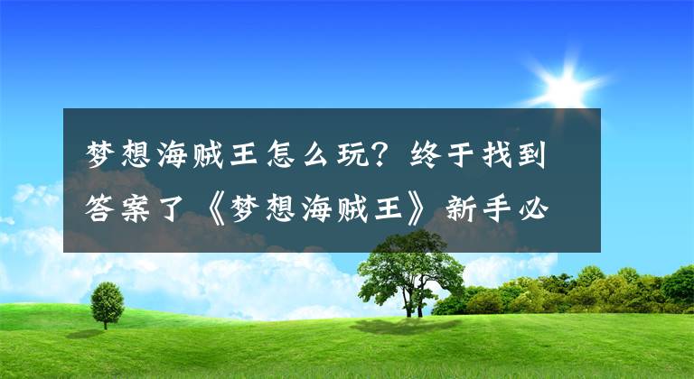 夢想海賊王怎么玩？終于找到答案了《夢想海賊王》新手必備攻略 如何速升15級