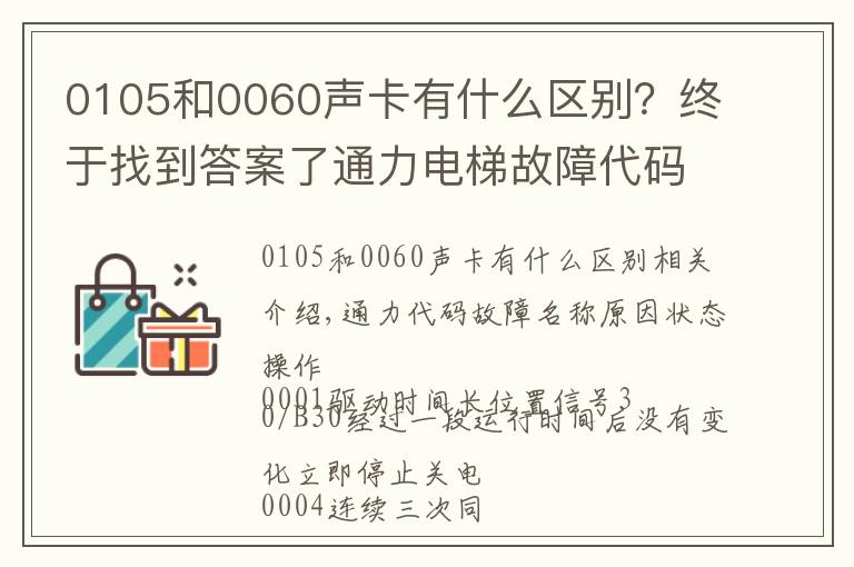 0105和0060聲卡有什么區(qū)別？終于找到答案了通力電梯故障代碼和安全回路板詳解