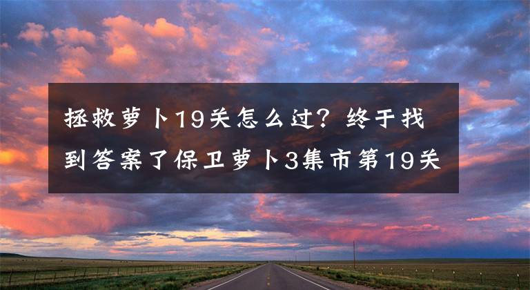 拯救蘿卜19關(guān)怎么過？終于找到答案了保衛(wèi)蘿卜3集市第19關(guān)怎么過 集市第19關(guān)通關(guān)攻略