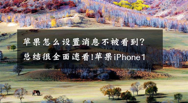 蘋果怎么設(shè)置消息不被看到？總結(jié)很全面速看!蘋果iPhone12怎么隱藏通知消息 內(nèi)容顯示設(shè)置隱藏方法