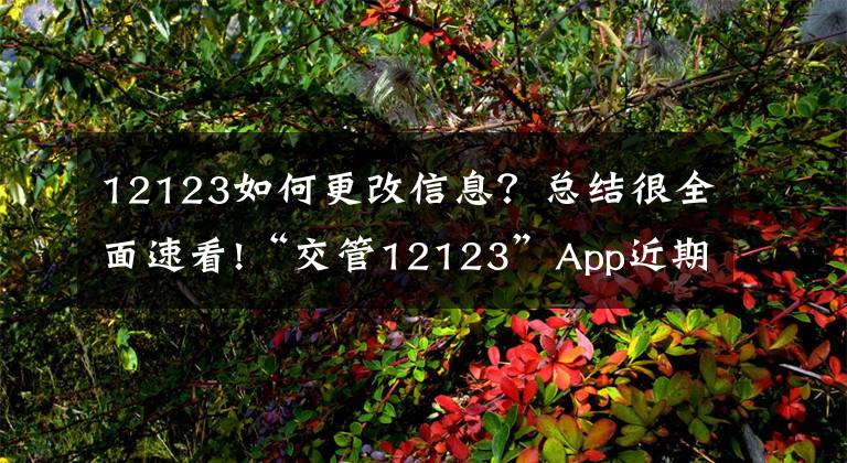 12123如何更改信息？總結(jié)很全面速看!“交管12123”App近期新升級(jí) 用戶注冊(cè)及變更信息更加人性化