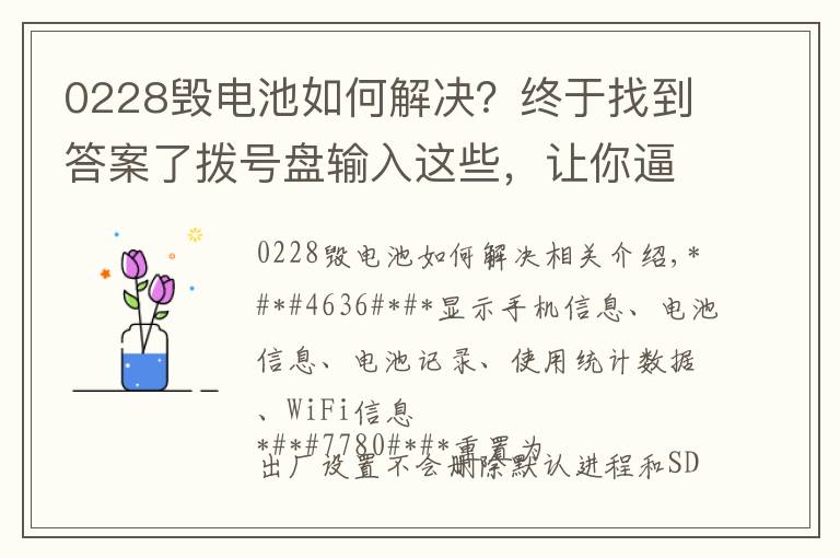 0228毀電池如何解決？終于找到答案了撥號盤輸入這些，讓你逼格滿滿