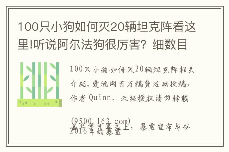 100只小狗如何滅20輛坦克陣看這里!聽說阿爾法狗很厲害？細數(shù)目前AI還難以戰(zhàn)勝我們的游戲