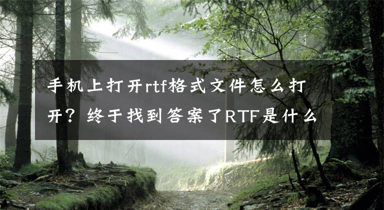 手機(jī)上打開rtf格式文件怎么打開？終于找到答案了RTF是什么文件，怎么打開、編輯？跟Word文檔怎么轉(zhuǎn)換？