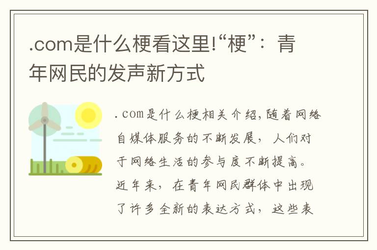 .com是什么?？催@里!“?！保呵嗄昃W(wǎng)民的發(fā)聲新方式