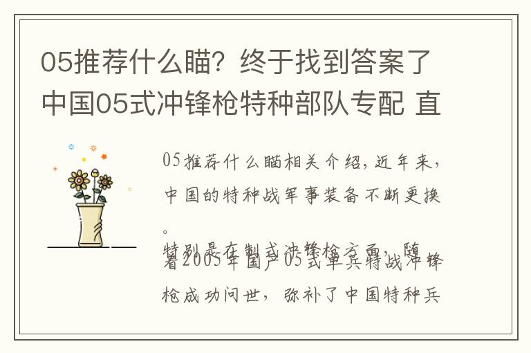 05推薦什么瞄？終于找到答案了中國05式?jīng)_鋒槍特種部隊專配 直插四排發(fā)彈匣 彈匣容量高達50發(fā)