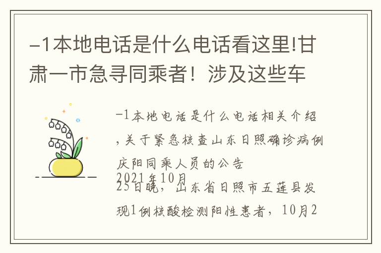 -1本地電話是什么電話看這里!甘肅一市急尋同乘者！涉及這些車站……