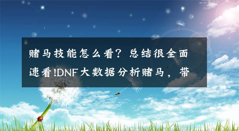 賭馬技能怎么看？總結(jié)很全面速看!DNF大數(shù)據(jù)分析賭馬，帶你上天