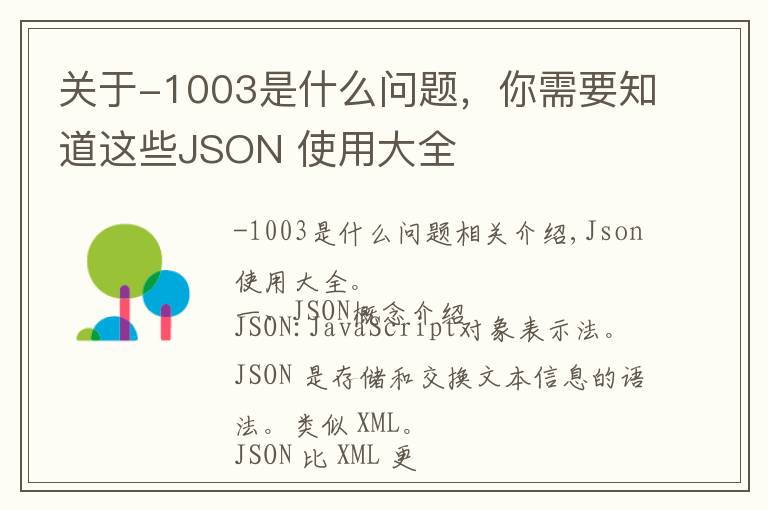 關(guān)于-1003是什么問題，你需要知道這些JSON 使用大全