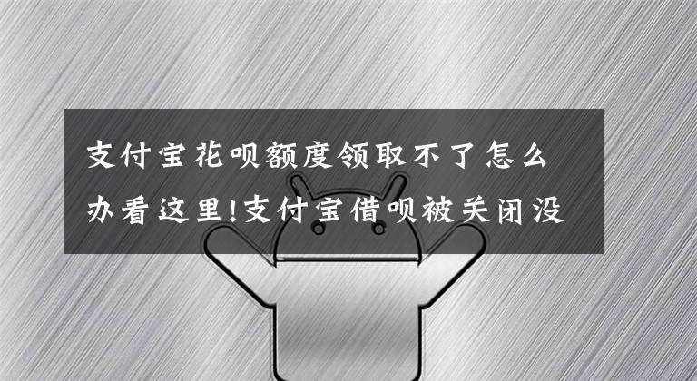 支付寶花唄額度領(lǐng)取不了怎么辦看這里!支付寶借唄被關(guān)閉沒額度？簡單4招快速恢復(fù)