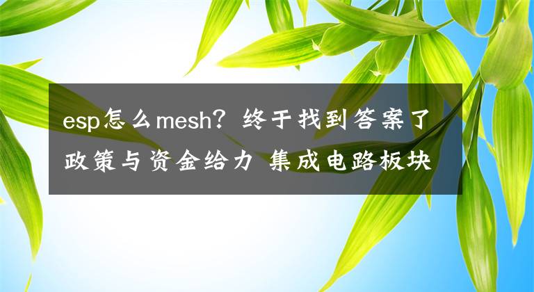 esp怎么mesh？終于找到答案了政策與資金給力 集成電路板塊業(yè)績進入釋放期