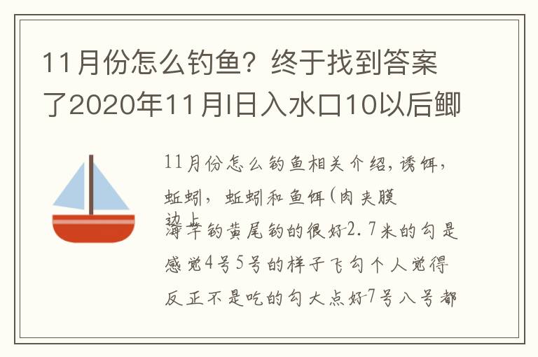 11月份怎么釣魚？終于找到答案了2020年11月I日入水口10以后鯽魚開口