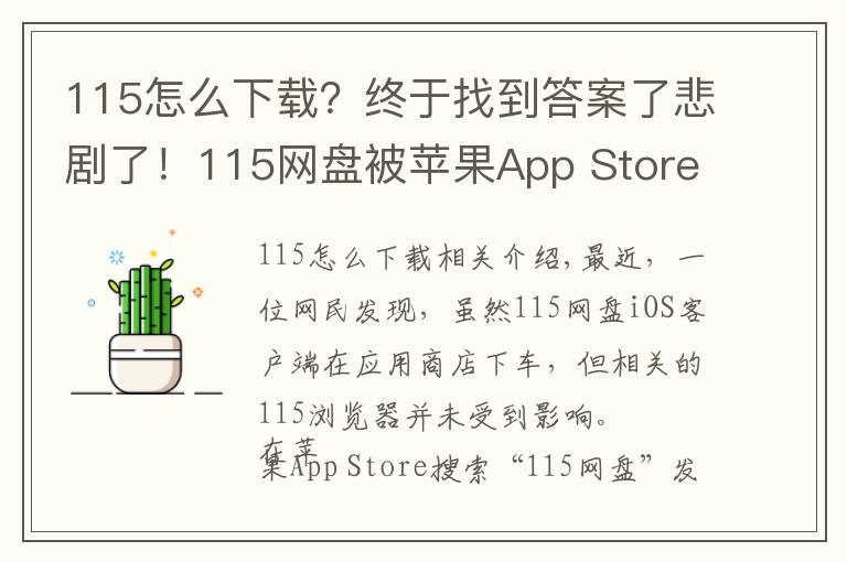 115怎么下載？終于找到答案了悲劇了！115網(wǎng)盤被蘋果App Store下架