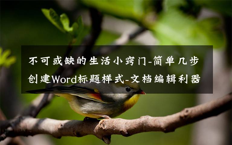 不可或缺的生活小竅門-簡單幾步創(chuàng)建Word標題樣式-文檔編輯利器