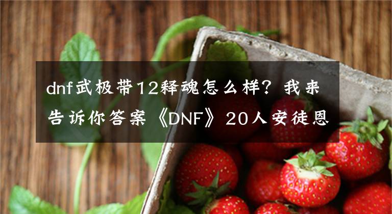 dnf武極帶12釋魂怎么樣？我來告訴你答案《DNF》20人安徒恩職業(yè)排名