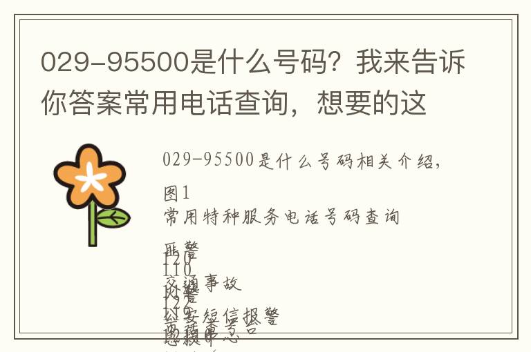 029-95500是什么號(hào)碼？我來(lái)告訴你答案常用電話查詢，想要的這兒都有~（收藏，以備不時(shí)之需）