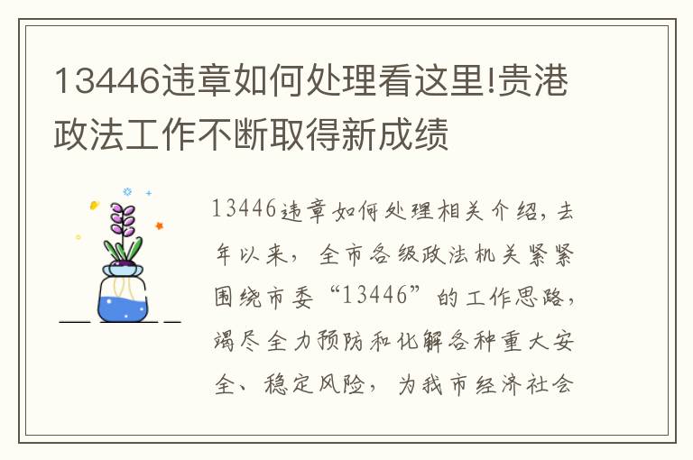 13446違章如何處理看這里!貴港政法工作不斷取得新成績