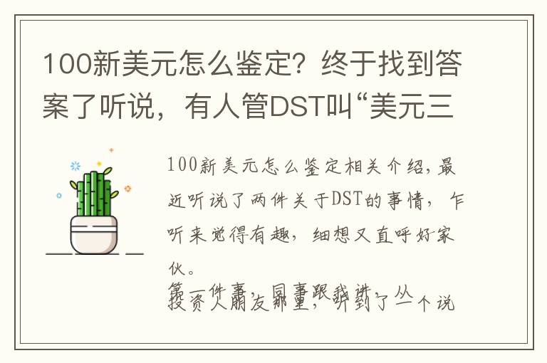 100新美元怎么鑒定？終于找到答案了聽說，有人管DST叫“美元三傻”