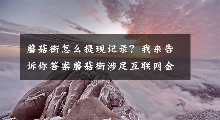 蘑菇街怎么提現(xiàn)記錄？我來告訴你答案蘑菇街涉足互聯(lián)網(wǎng)金融：推代付功能和理財產(chǎn)品