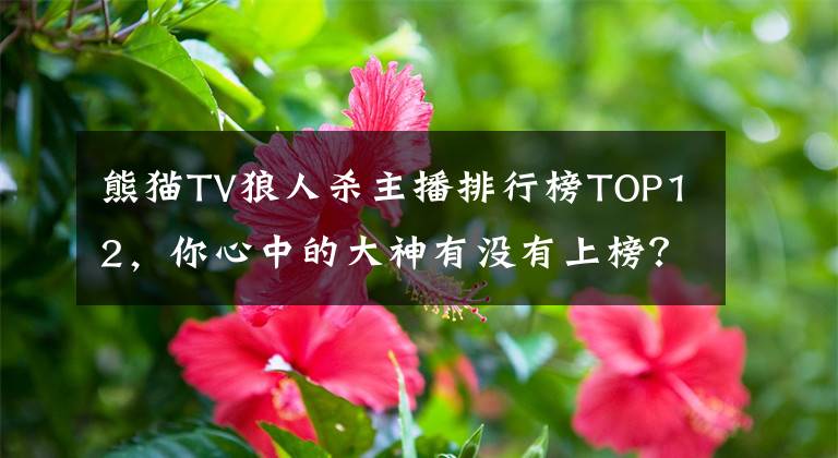 熊貓TV狼人殺主播排行榜TOP12，你心中的大神有沒有上榜？