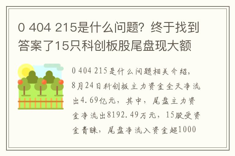 0 404 215是什么問題？終于找到答案了15只科創(chuàng)板股尾盤現(xiàn)大額資金凈流入