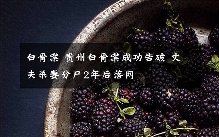 白骨案 貴州白骨案成功告破 丈夫殺妻分尸2年后落網(wǎng)