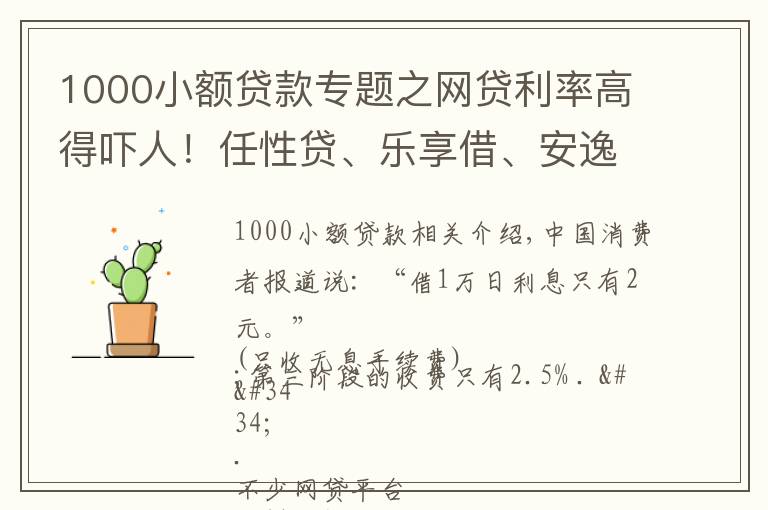 1000小額貸款專題之網(wǎng)貸利率高得嚇人！任性貸、樂享借、安逸花等平臺仍未“明碼標(biāo)價”