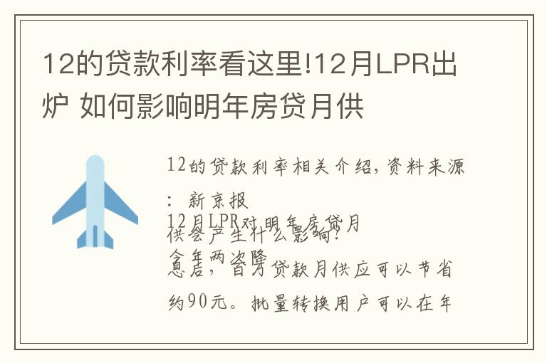 12的貸款利率看這里!12月LPR出爐 如何影響明年房貸月供