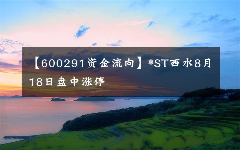 【600291資金流向】*ST西水8月18日盤中漲停